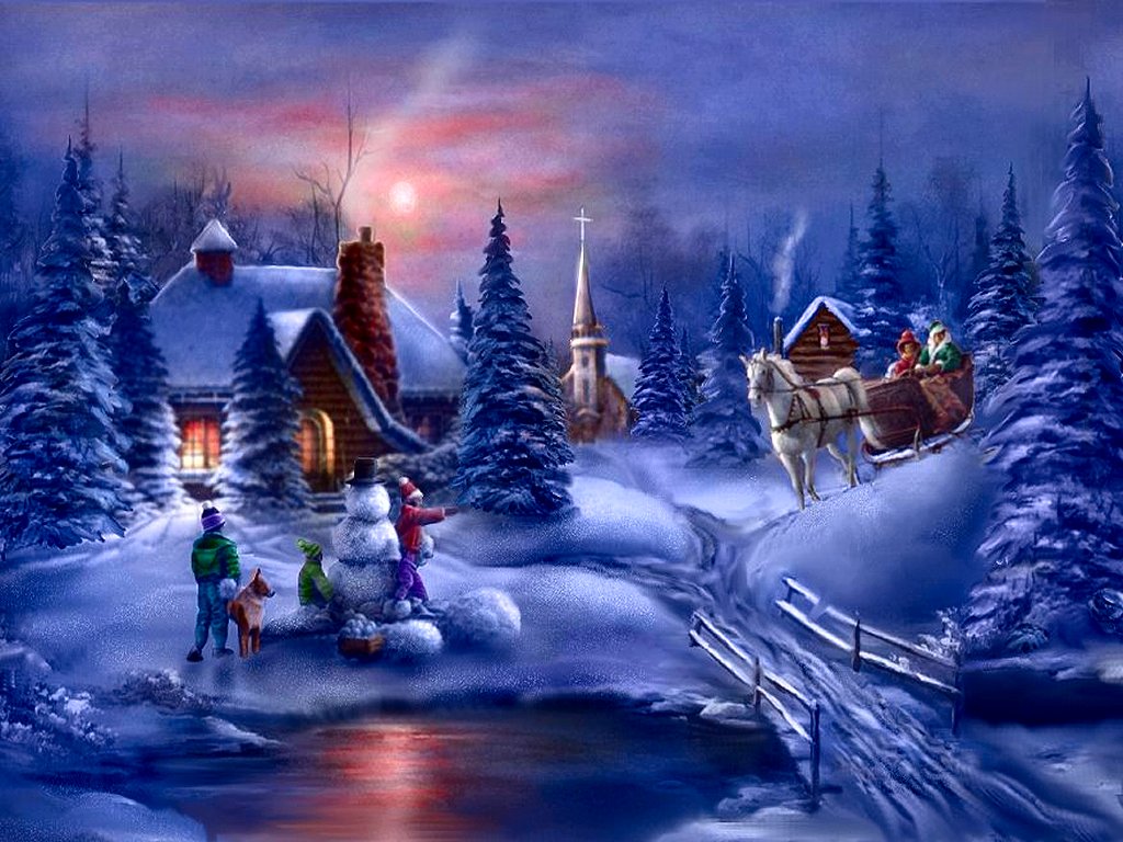 Preview and Download, Winter Fun Wallpaper (Original art by Penny Parker)