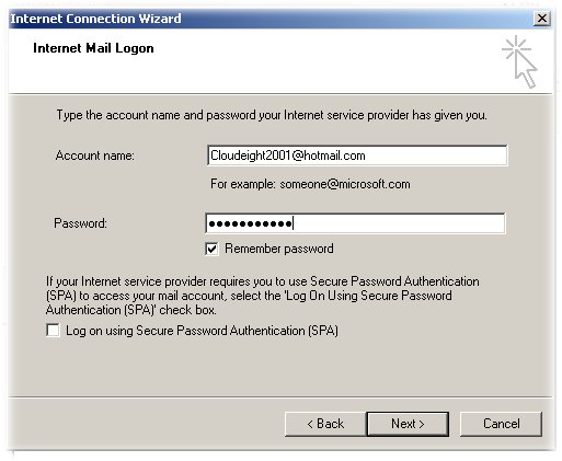 Type in your hotmail address and your password, then click Next