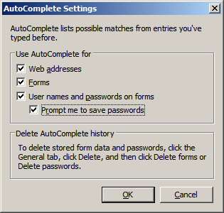 IE7 AutoComplete - Form passwords & usernames