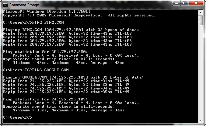 Windows Ping Command