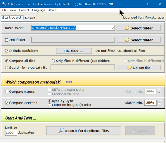 Cloudeight Freeware Pick Anti-Twin -Duplicate File Finder