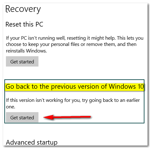 Go Back to the Previous Version of Windows 10 - Cloudeight Windows tips