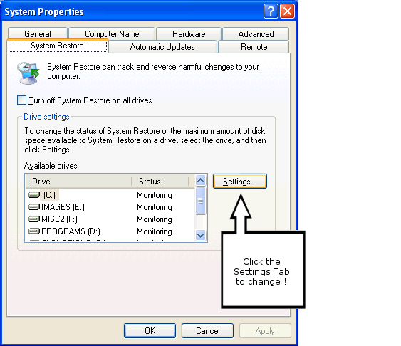 Click where it says Settings to get to the next step