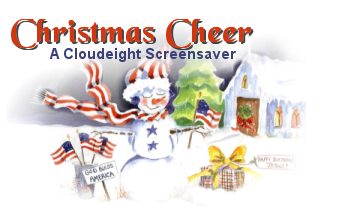 Free CloudEight ScreenSavers, Christmas Cheer featuring the Art by SuzyPal and Mids by Bill Sandy
