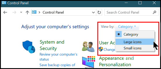 Control Panel: Category view vs. Icon view – Cloudeight InfoAve