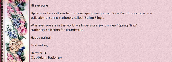 Cloudeight Stationery for Thunderbird - Spring Fling