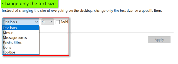 windows 10 make text smaller than 100