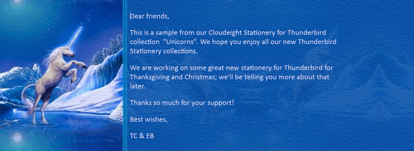 Cloudeight Stationery for Thunderbird - Unicorns