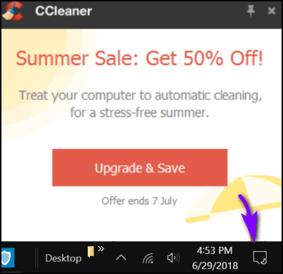 CCleaner Advertising Popup Windows 10 - Cloudeight 