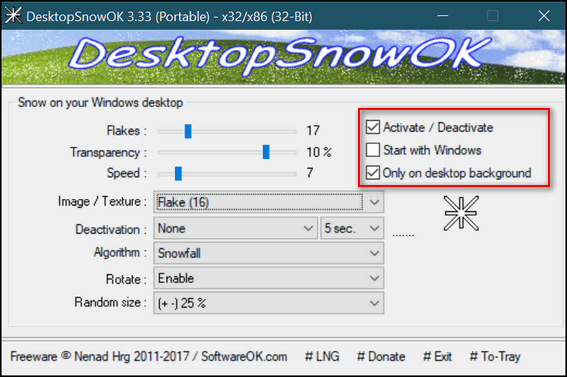 Cloudeight InfoAve DesktopSnowOK