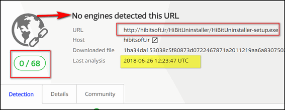 Virus Total Scan Shows HiBit Uninstaller is Clean