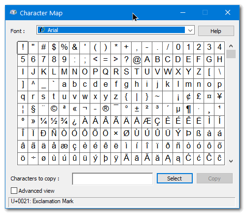 Windows Character Map - Cloudeight InfoAve Windows Tips