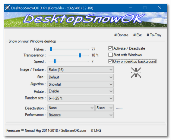 Cloudeight InfoAve DesktopSnowOK