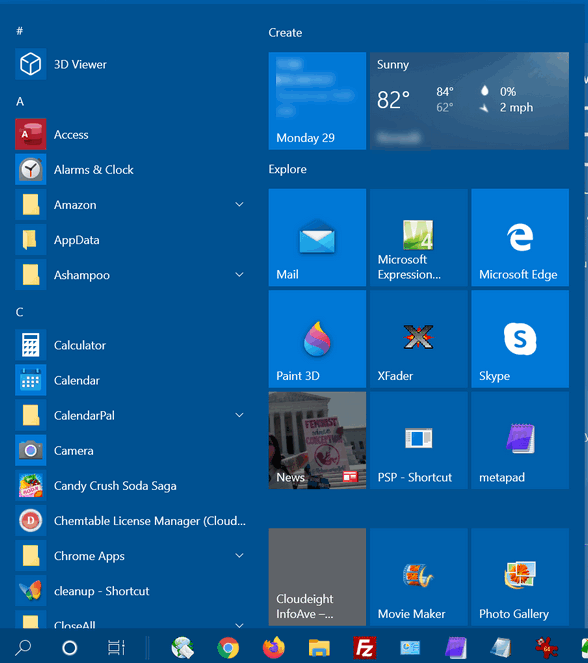 Slim down the Windows 10 Start menu