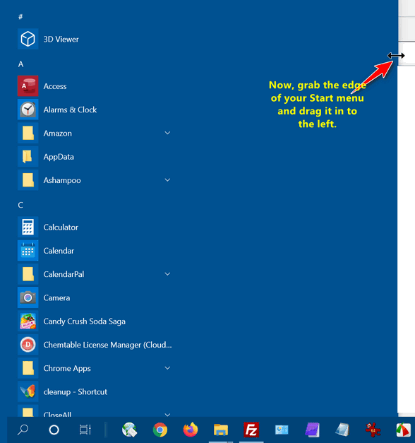 Slim down the Windows 10 Start menu