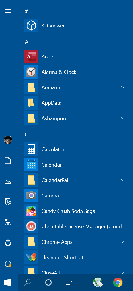 Slim down the Windows 10 Start menu