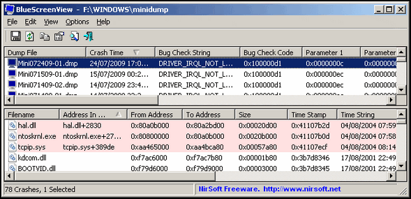 Nirsoft BlueScreenView - Cloudeight