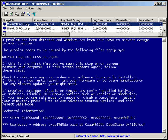 Nirsoft BlueScreenView - Cloudeight