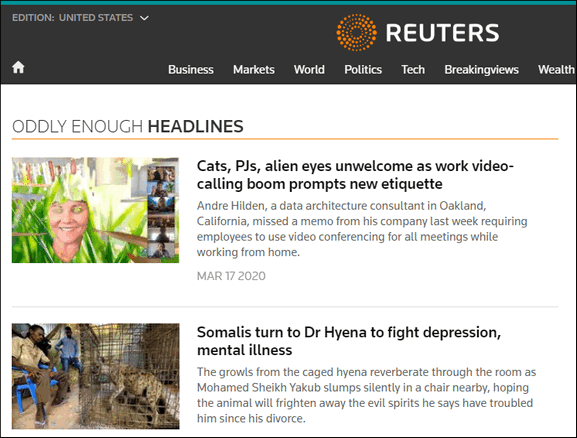 Cloudeight Site Pick - Reuters Oddly Enough