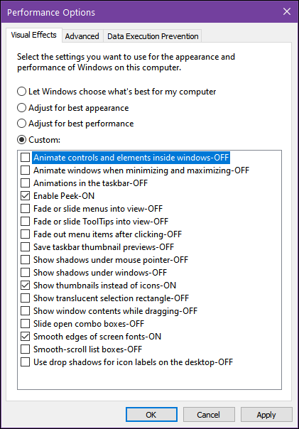 Performance Settings