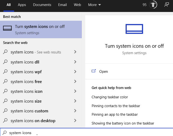 Turn System Icons On or Off- Cloudeight InfoAve