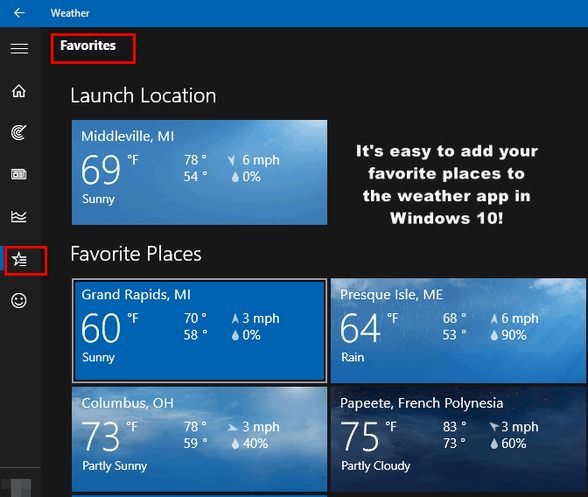 windows 10 weather animated home screen