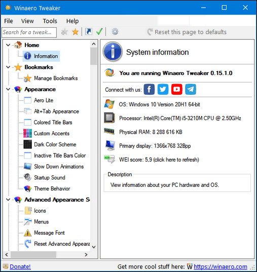 WinAero Tweaker - Cloudeight Freeware Pick