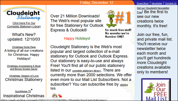 Cloudeight Stationery on December 12, 2003
