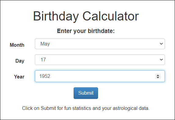 Cloudeight Site Pick Birthday Calculator