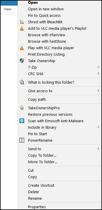 Context menu - Cloudeight InfoAve