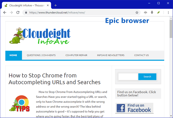 Epic Browser - Cloudeight Infoave