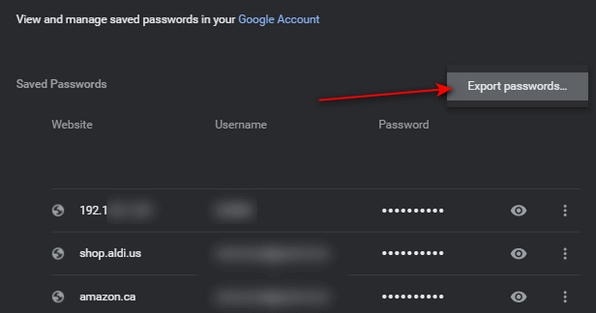 Cloudeight export passwords from Google Chrome