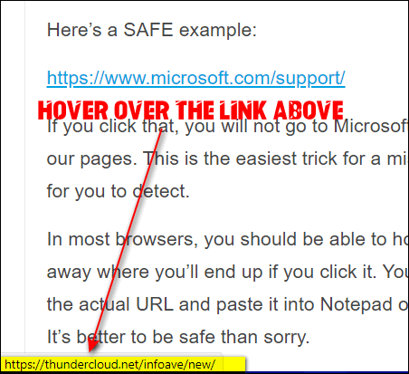 Hover a link in Edge