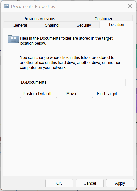 Moving the Documents folder in Windows 11 - Cloudeight InfoAve