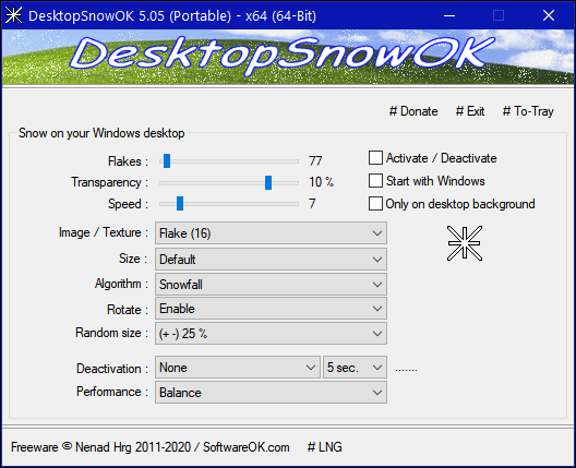 Cloudeight InfoAve DesktopSnowOK