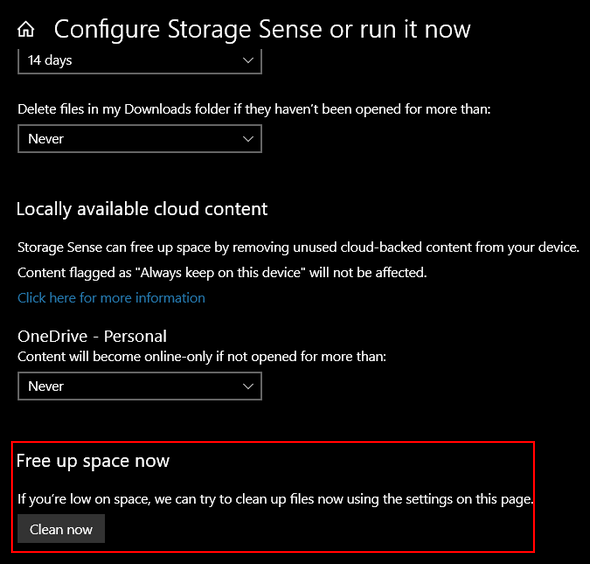 Windows 10 Storage Sense - Cloudeight InfoAve