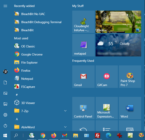 Windows 10 Start Menu - Cloudeight