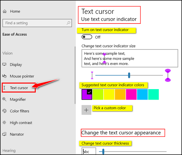 cursor disappears in text fields windows 10