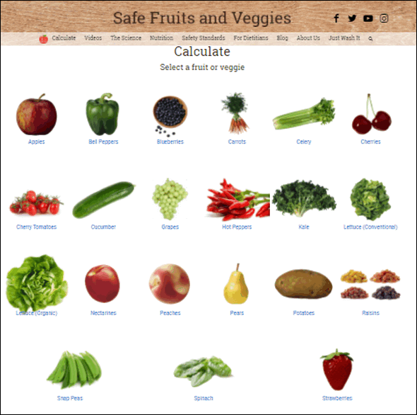 Pesticide Calculator - Fresh Fruits and Veggies - Cloudeight site pick