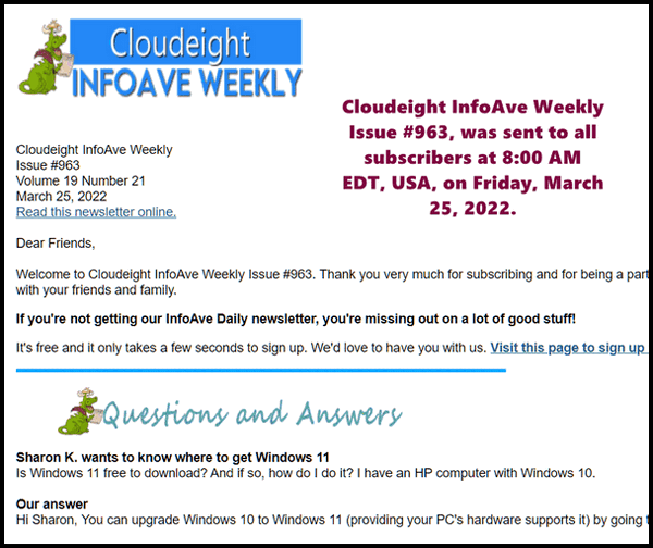 Cloudeight InfoAve Weekly