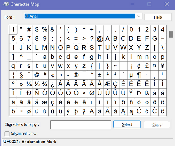 Windows Character Map -Cloudeight InfoAve 