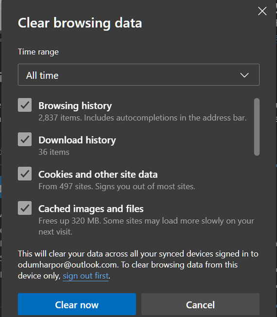 Clear Edge Cache & History - Cloudeight