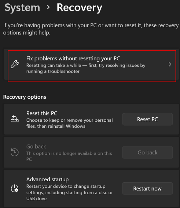 Windows 11 Recovery Options - Cloudeight InfoAve