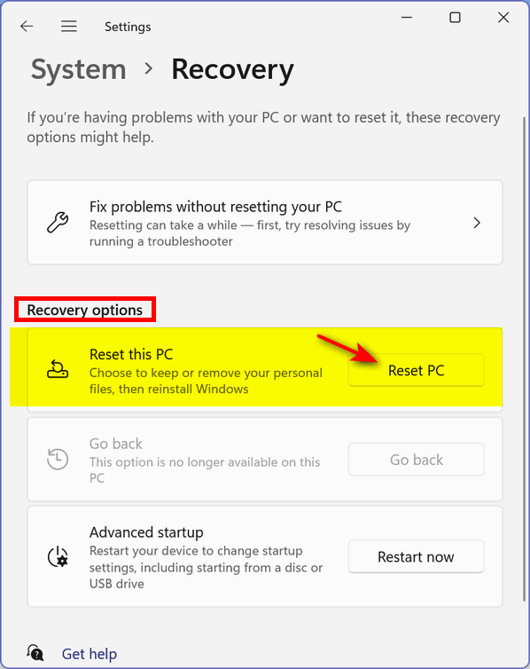 Windows 11 reset - Cloudeight