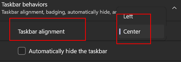 Taskbar settings in Windows 11 - Cloudeight