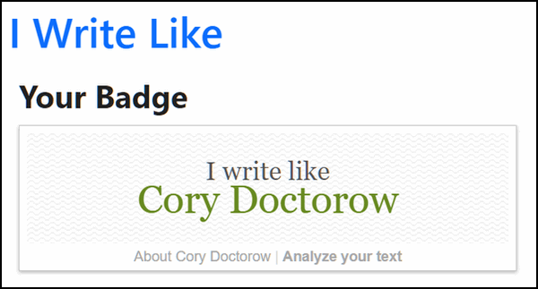 I Write Like - Cloudeight InfoAve Site Pick