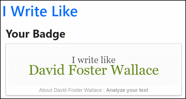 I Write Like - Cloudeight InfoAve Site Pick