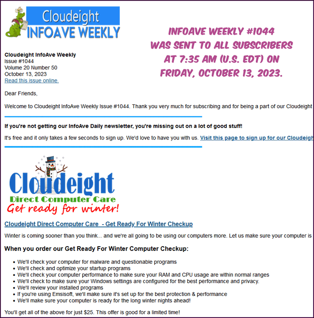 Cloudeight InfoAve Weekly