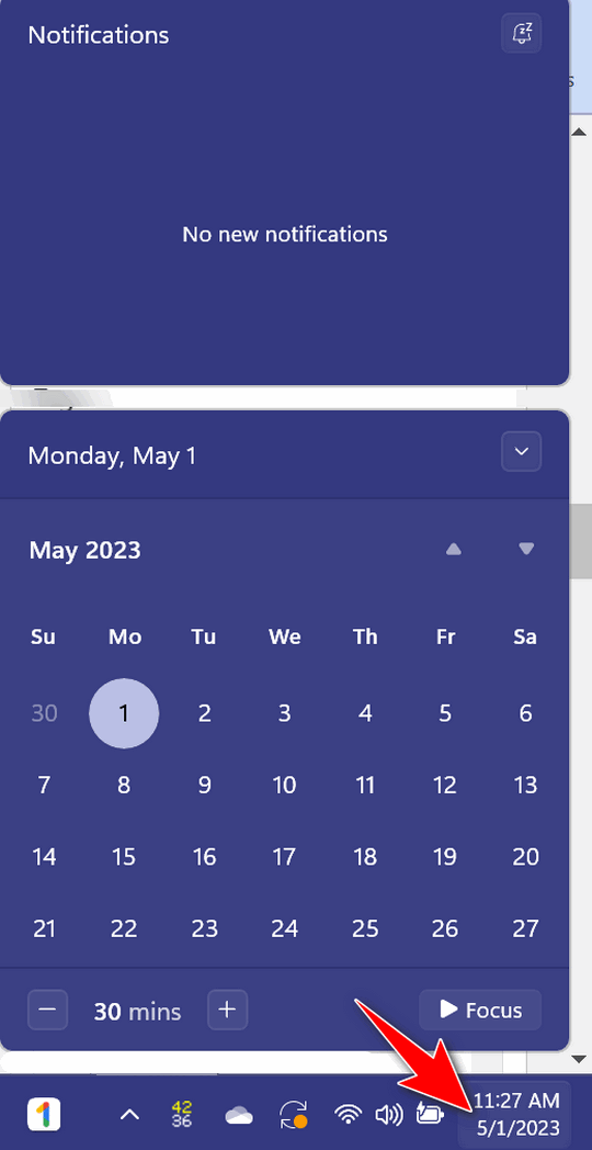 Windows 11 Notification Center & Calendar - Cloudeight InfoAve