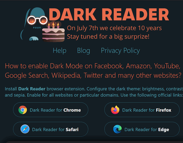 Cloudeight Freeware Pick - Dark Reader